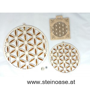 Fensterbild Suncatcher Bernstein - BLUME des LEBENS & Ø 20cm